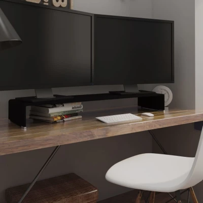 Afbeelding van TV meubel/monitorverhoger zwart 110x30x13 cm glas