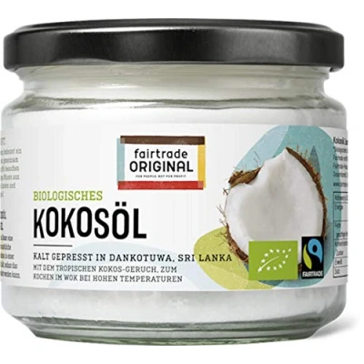 Afbeelding van Fairtrade Original biologische kokosolie koudgeperst Zuigdelijke uit Sri Lanka Native in glas