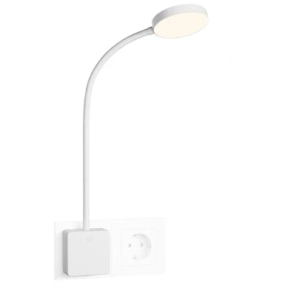 Image de Lampe Veilleuse de Lecture LED Applique Murale Dimmable à Brancher Directement sur Prise Courant 4W 350Lm Blanc Neutre 4000K Pas Fonction Telecommande Lot 1 Enuotek
