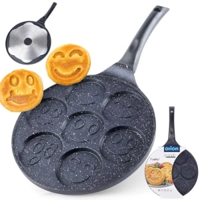 Afbeelding van Orion Oogpan, diameter 27 cm, spiegelei pan voor 7 eieren, pannenkoekenpan gas, inductie, met anti aanbaklaag