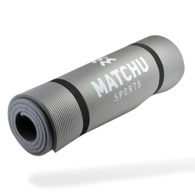 Afbeelding van Matchu Sports Fitnessmat Yogamat Sportmat Fitness mat Met draagkoord 180 cm x 60 0,9 Grijs NBR