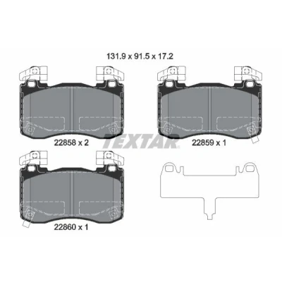 Afbeelding van TEXTAR 2285801 Remblokkenset Incl. slijtage waarschuwingscontact Met balansgewichten KIA: Stinger Hatchback