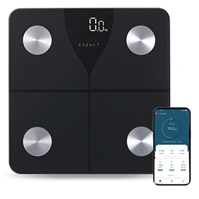 Afbeelding van Exzact Intelligente digitale personenweegschaal, iOS en Android, bluetooth, 180 kg, lichaamsvet, elektronische weegschaal