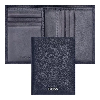 Afbeelding van HUGO BOSS Leren Kaarthoes Classic Grained Card Case Dark Blue Donkerblauw