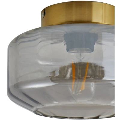 Afbeelding van Lindby plafondlamp 1licht Glas, ijzer H: 15.3 cm E27 rookgrijs, messing