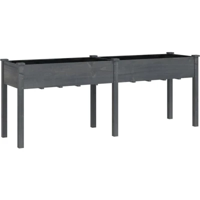 Afbeelding van Plantenbak met voering 203x53x76 cm massief vurenhout grijs