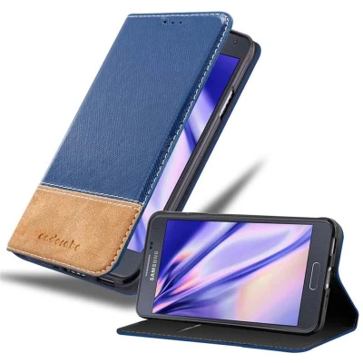 Afbeelding van Cadorabo Hoesje geschikt voor Samsung Galaxy ALPHA in DONKERBLAUW BRUIN Beschermhoes met magnetische sluiting, standfunctie en kaartvakje Book Case Cover Etui