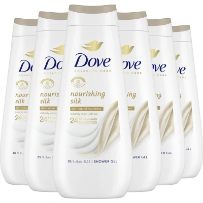 Afbeelding van Dove Advanced Care Verzorgende Douchegel Nourishing Silk 24 uur lang effectieve hydratatie 6 x 400 ml