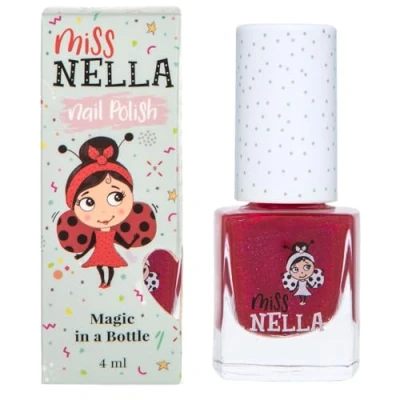 Afbeelding van Miss Nella Jazzberry Jam nagellak, bordeauxrood met glitter, speciaal voor kinderen, peel off formule, op waterbasis en geurloos