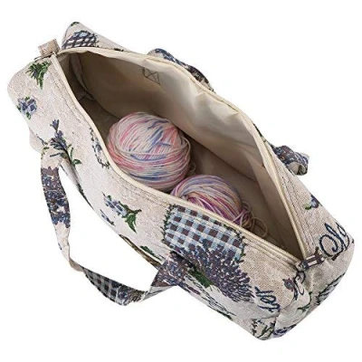 Afbeelding van Opbergtas voor brei en naainaalden cosmetica, kantooropslag, reisopslag, slaapkameropslag boodschappentas (paarse bloemen), Paarse bloem.