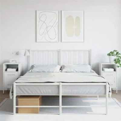 Afbeelding van Nachtkastjes 2 st 36x39x68 cm koudgewalst staal wit