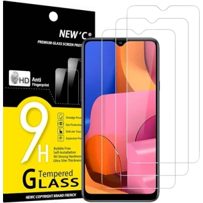 Afbeelding van NEW&#039;C Displaybeschermfolie van gehard glas voor Samsung Galaxy A20S, krasbestendig, zonder luchtbellen, extreem robuust (0,33 mm HD ultra transparant), hardheid 9H, 3 stuks