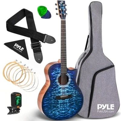 Afbeelding van Pyle Akoestische Gitaarset Volledige Maat Gitaar met Complete Accessoire Kit Stalen Snaren Digitale Tuner Ideaal voor Beginners, Studenten, Kinderen en Volwassenen