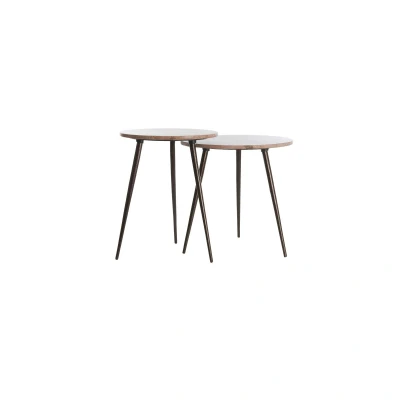 Afbeelding van Light &amp; Living Ronde Bijzettafel Zeca Travertin Set van 2 stuks Rood