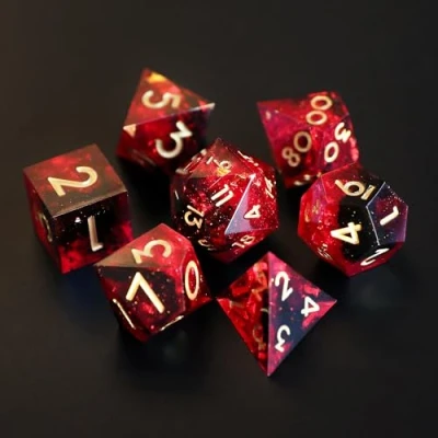 Afbeelding van DND 7 stuks D4 D6 D8 D10 D% D12 D20 Polyedrische Hars Handgemaakte D&amp;D Snijden Randen Dungeons &amp; Draken Pathfinder RPG MTG Rollenspel met geschenkdoos