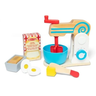 Afbeelding van Melissa &amp; Doug Handmixerset van hout voor het maken een taart rollenspellen 3+ Houten speelgoed