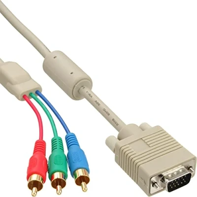 Afbeelding van InLine 17202 monitorkabel, 15 polig, HD, mannelijk op 3 x cinchstekker, 2 m, rood/groen/blauw