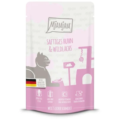 Afbeelding van Voordeelpakket: 24x 125g MjAMjAM Sappige kip en wilde zalm nat kattenvoer