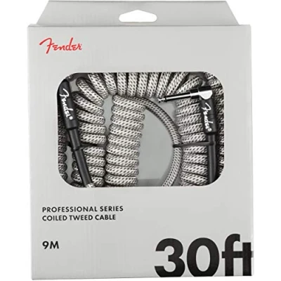 Image de Fender Câble professionnel spiralé tweed blanc droit/coudé 9 m