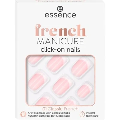 Afbeelding van Essence French manicure, 12 stuks kunstnagels om op te klikken, nr. 01, nude, express resultaat, direct glanzend, zonder nanodeeltjes