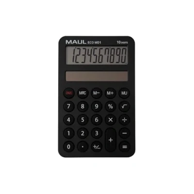 Afbeelding van Maul ECO MD 1 Zakrekenmachine Zwart Aantal displayposities: 10 werkt op zonne energie (b x h d) 76 120 13 mm