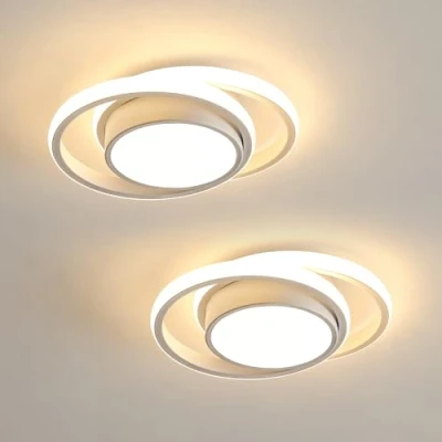 Afbeelding van Comely Led plafondlamp, modern, rond, warmwit, 3000 K, 32 W, 2350 lm, plafondlamp voor slaapkamer, hal, keuken, balkon, diameter 28 cm, 2 stuks