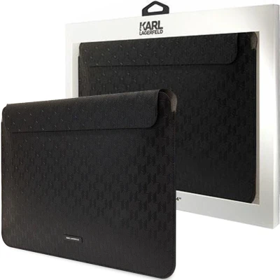 Afbeelding van Karl Lagerfeld sleeve geschikt voor MacBook Air 13&#039;&#039; (M2/M3)/MacBook Pro/MacBook Pro/MacBook/MacBook/MacBook Zwart Kunstleer