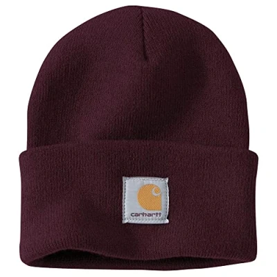 Afbeelding van Carhartt A18 Gebreide muts voor heren, stretch, geribbeld, braambes, één maat