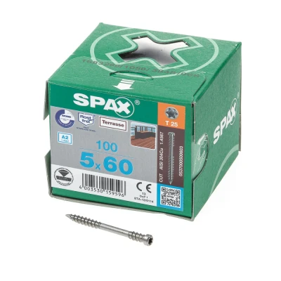 Afbeelding van Spax D Vlonderschroef 5x60mm 100 Stuks P / Doos T STAR Plus T25 RVS