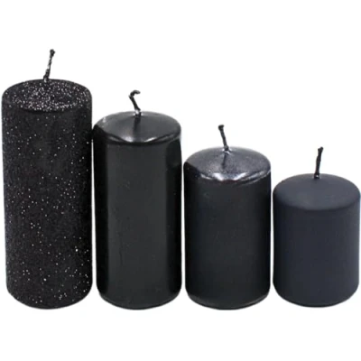 Afbeelding van Set van 4 pilaarkaarsen met schaalverdeling voor adventskrans, zwart, maten, hoogte 5 10 cm, diameter 250 g, brandduur x uur, ongeparfumeerd
