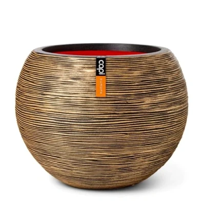 Afbeelding van Vaas bol rib nl I d40xh32 cm zwart goud Capi Europe