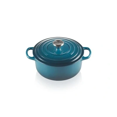 Image de Le Creuset Cocotte Signature en Fonte Émaillée avec Couvercle, Ø 20 cm, Ronde, 2.4 L, 3.092 kg, Deep Teal, 21177206422430