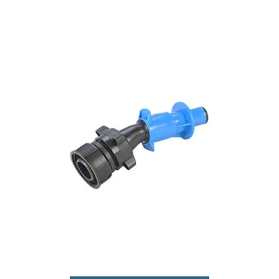 Afbeelding van hünersdorff Vulhulp voor jerrycan met DIN 45 aansluitingen, polyethyleen hoge dichtheid, aansluitmoer en adapter op dop, zwart/lichtblauw