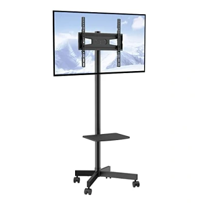 Image de VEVOR Support TV sur Pied Universel pour Télévisions de 23 à 60 pouces Chariot Hauteur Réglable 3 Niveaux 143 154 cm Meuble Mobile Charge 40 kg Double Plateau Max VESA 400x400 mm Maison Bureau