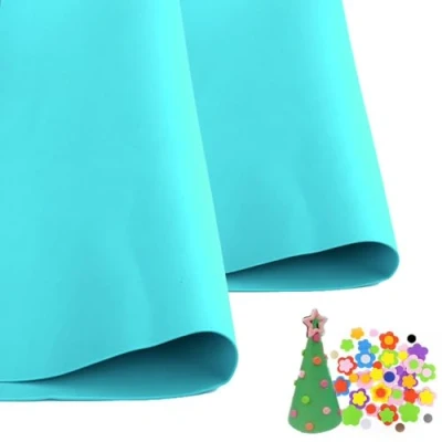 Afbeelding van 2 vellen EVA schuim voor cosplay, 1 mm dik, 50 x cm, cyaan knutselen, knutselprojecten