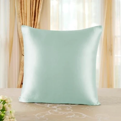 Afbeelding van townssilk Kussensloop van 100% pure moerbeizijde, 82,46 g/m² (19 momme), dubbelzijdig, voor haargezondheid, huid, verborgen ritssluiting, 1 stuk, 40 x cm, lichtgroen