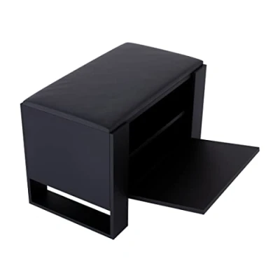 Afbeelding van MRBLS Schoenenkast met bank, modern design en robuuste kwaliteit, gesloten schoenenrek zitkussen, verkrijgbaar in 6 kleuren (matzwart, matzwart)