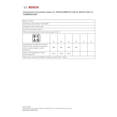 Afbeelding van Gaskookplaat BOSCH Serie 6 4 branders 52 x 58,2 4,5 cm PCP6A5I90 Roestvrij staal