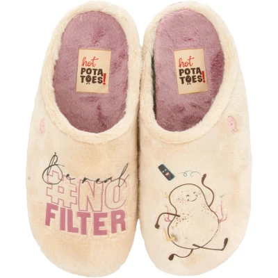 Afbeelding van Hot Potatoes Pantoffels, Dames, Maat: 39, Beig Textiel