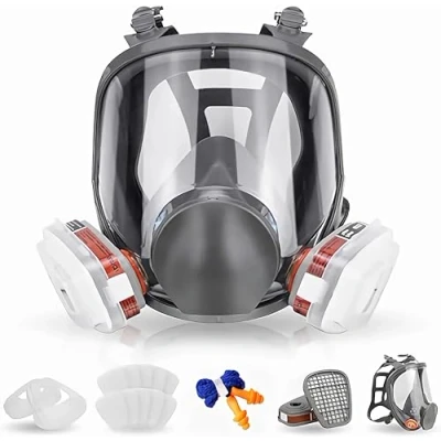 Afbeelding van volledig herbruikbaar gezichtsmasker, gasmasker, volgelaatsmasker, masker met filter, industrieel stofmasker voor spuiten, schuren, schilderen, polijsten, lassen 22