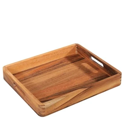 Afbeelding van Zassenhaus Acaciahout dienblad met handgrepen ontbijtdienblad decoratief houten voor servies hardhout uit duurzame bronnen 44 x 36 6