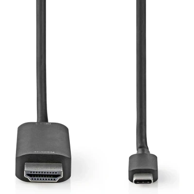 Afbeelding van Nedis USB C Adapter CCGB64655BK20 Zwart Black / 2.00 m