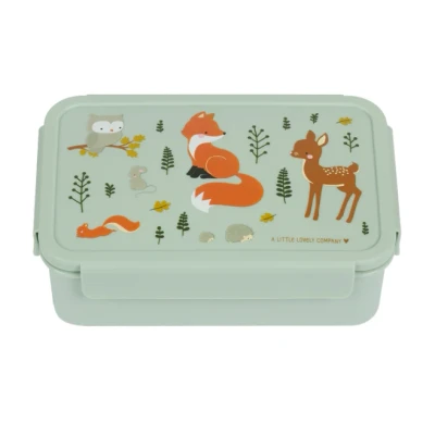 Afbeelding van A little lovely company broodtrommel met vakjesblad bosvriendjes