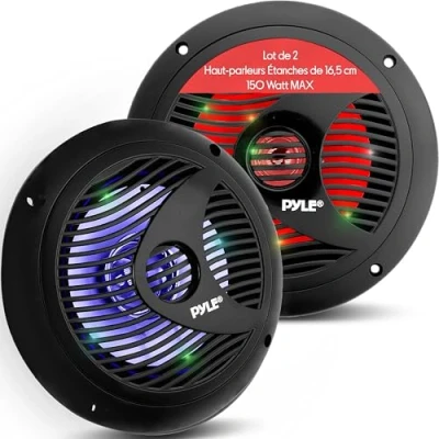 Image de Enceinte Marine étanche Pyle Blanc 150 Watts Lumière LED intégrée