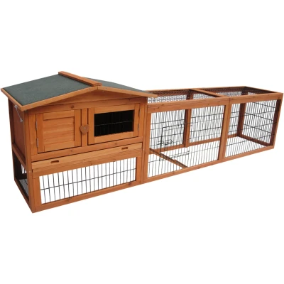 Afbeelding van Flamingo Konijnenhok Met Ren Sunshine Jumbo Dierenverblijf 230x53x70 cm Bruin