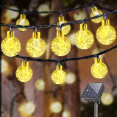 Afbeelding van Lowell® Lichtsnoer op zonne energie voor buiten, 40 leds, 10 m, IP44 8 modi, buiten/binnen, tuin, waterdicht, terras, balkon, bruiloft, feest (10 meerkleurig)