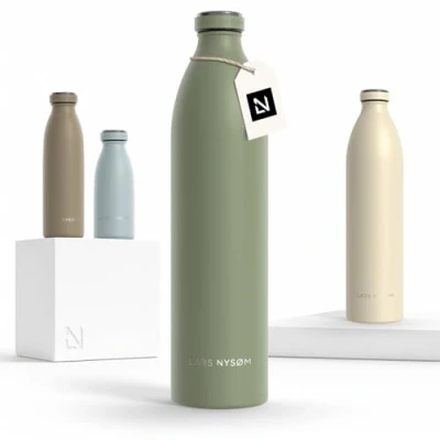 Afbeelding van LARS NYSØM &#039;Ren&#039; Roestvrijstalen drinkfles 1500ml BPA vrij geïsoleerde waterfles 1,50 Liter Sage