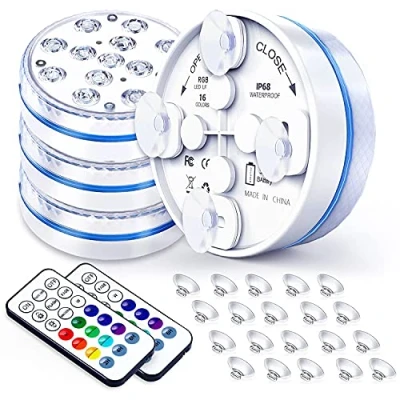 Afbeelding van Joycome verlichting voor zwembad, bovengronds, 13 RGB, led, zwembadverlichting, spa met afstandsbediening, IP68, waterdicht, zwembadlamp tuin, badkuip, spa, vaas, aquarium, 4 stuks