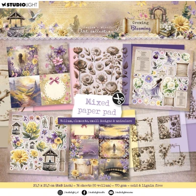 Afbeelding van Mixed Paper Pad Vellum, unicolor &amp; elements Growing Blooming nr.322