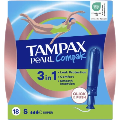 Afbeelding van Tampax Pearl Compak Super Tampons met Inbrenghuls 18 stuks